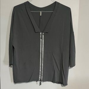 Gray Women's Zip-Up Jersey Top